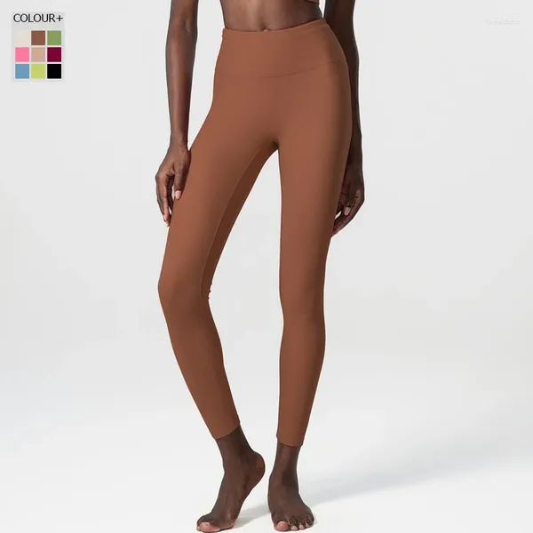 Calças ativas femininas cintura alta esportes leggings cor sólida tecido com nervuras yoga super estiramento fino ajuste calças de treino correndo roupas esportivas