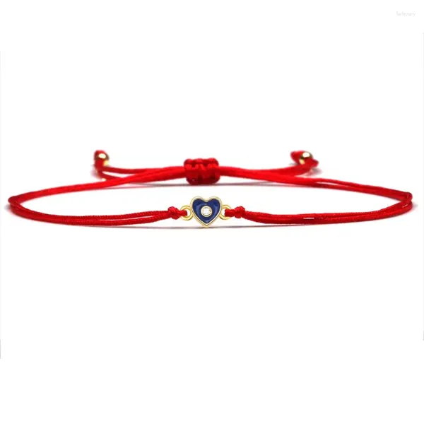 Charme Pulseiras Cubic Zirconia Cristal Mini Cobre Pêssego Amor Coração Pulseira Mulheres Menina Linda Latão CZ Red String Proteger Moda