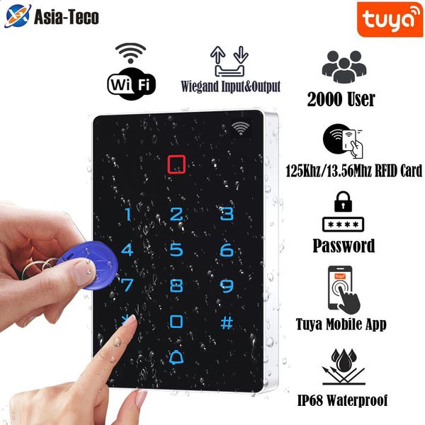 À prova d' água WiFi Tuya App Backlight Touch 125khz Cartão RFID Teclado de controle de acesso WG26 Suporte de gerenciamento de alarme de saída 240123