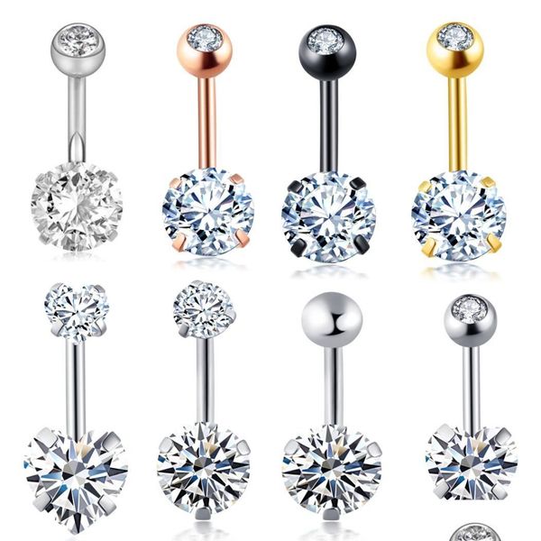 Anéis de botão de sino de umbigo 20pcs anéis de umbigo 14g de aço inoxidável cristal mulheres meninas anel de umbigo tragus barbell piercing corporal je dhgj7