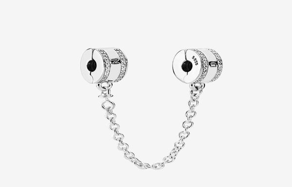 Autentico ciondolo con clip per catene di sicurezza in argento sterling 925 con scatola originale Accessori per gioielli per la realizzazione di braccialetti a catena2219721