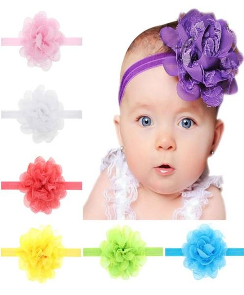 Детские повязки на голову с большими цветами, кружевная шифоновая эластичная повязка на голову для новорожденных, детские аксессуары для волос, повязки для волос для девочек, головной убор headwear1715005