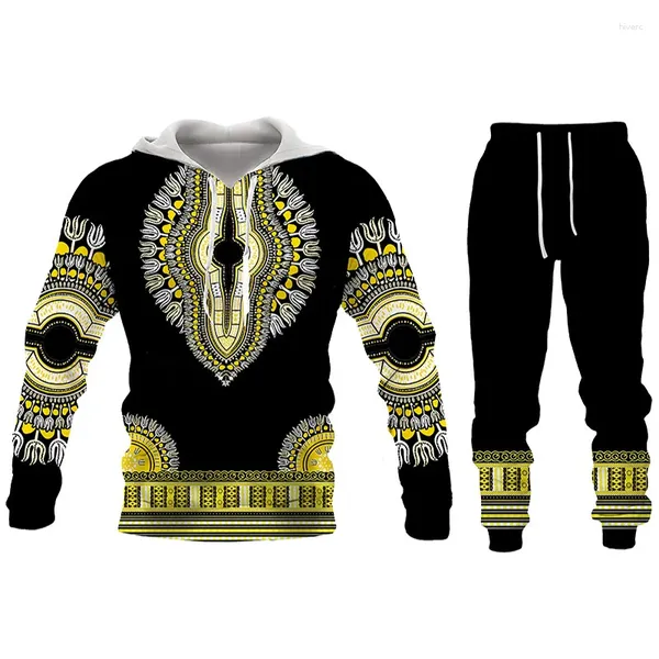 Männer Trainingsanzüge Casual Hoodies Set 3D Druck Afrikanische Vintage Stil Paar Sportswear Anzug Hip Hop Langarm Herbst/Winter kleidung
