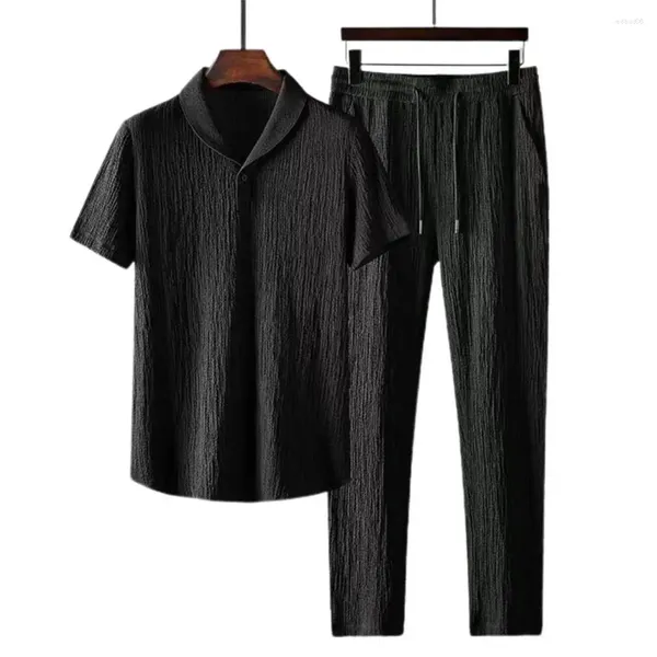 Tute da uomo 2024 Uomini di Estate Coreano Casual Con Cappuccio Set Moda Streetwear Pantaloni Tuta Elastico In Vita Pantaloni Abiti Maschili 2 Pz