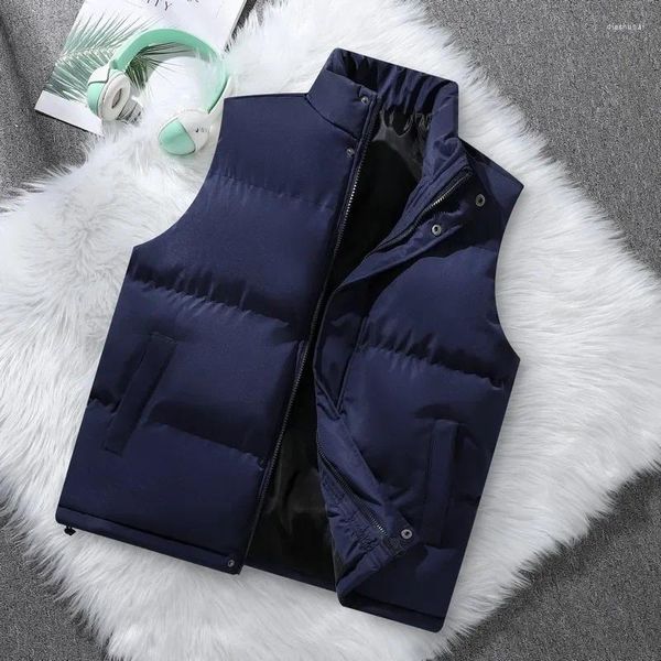 Gilet da uomo Giacca da uomo di marca Gilet senza maniche Moda Casual Colletto alla coreana Cappotti Gilet con cerniera imbottito in cotone maschile Abbigliamento