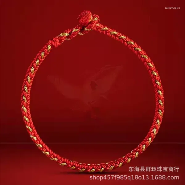 Braccialetti con ciondoli Bracciale per coppia semplice Benmingnian a otto fili da 3 mm con corda rossa lavorata a maglia di precisione con trasferimento sicuro a mano