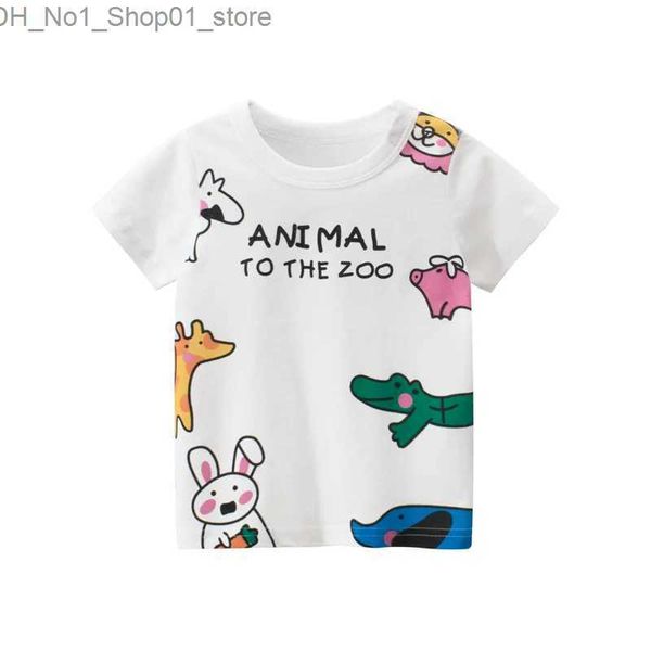 Camisetas 2-8T Criança Criança Bebê Meninas Roupas Verão Animal Imprimir Meninas Camiseta Bonito Algodão Doce Camiseta Casual Top Tee Crianças Outfit Q240218