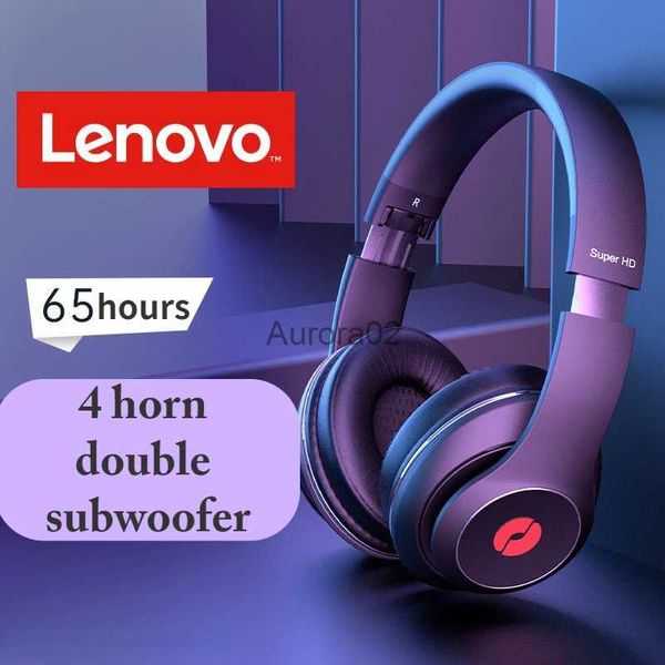 Fones de ouvido de telefone celular Lenovo Alto-falante de percussão de alta qualidade de som 5.3 Bluetooth Headphone Head-Mounted Jogo de computador sem fio Fone de ouvido com redução de ruído YQ240219