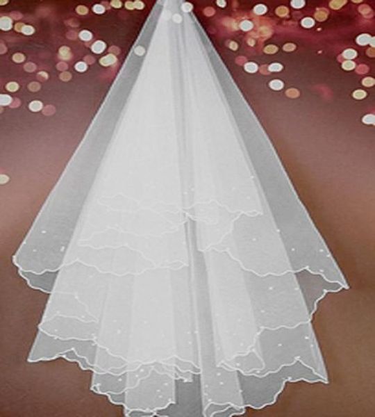 2020 estilo barato 2t branco marfim casamento pérolas de noiva fita borda pente véu véus de noiva 2803598
