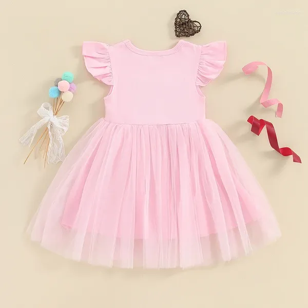 Vestidos de menina para bebês, 1º, 2º e 3º aniversário, vestido com babado, manga, princesa, tule, bolo, festa, tutu