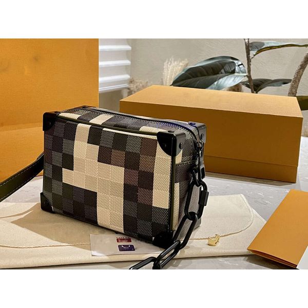 Mini Soft Trunk 24 с/с дизайнер мужски для кросс -кузова сумки Damoflage Canvas Кожаный пиксельный рисунок для одиночного плеча.