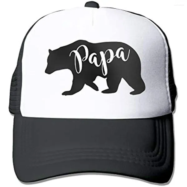 Cappellini da baseball Papa Bear Grid Trucker Cap Cappello da baseball regolabile in rete per uomo Regalo per la festa del papà nero Adulto Four Seasons Casual