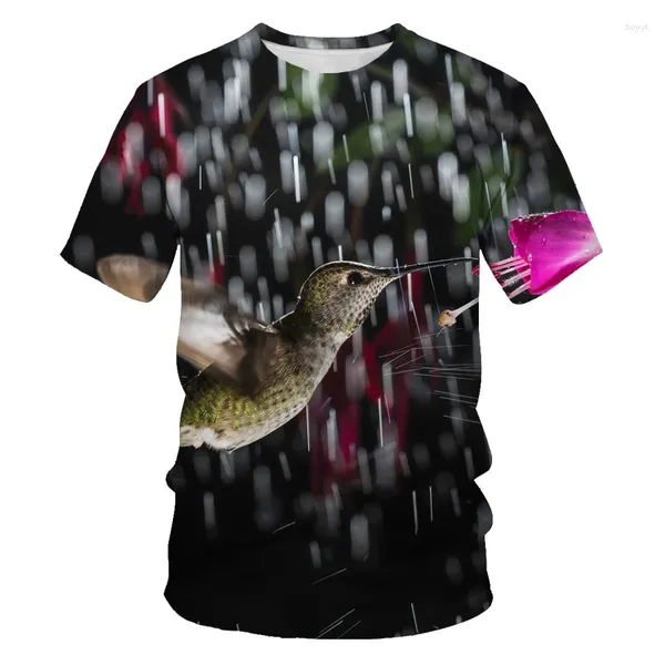 Camiseta masculina camiseta animal impressão 3d camisa casual pequeno pássaro verão elasticidade respirável camisetas fortes de alta qualidade camisetas engraçadas