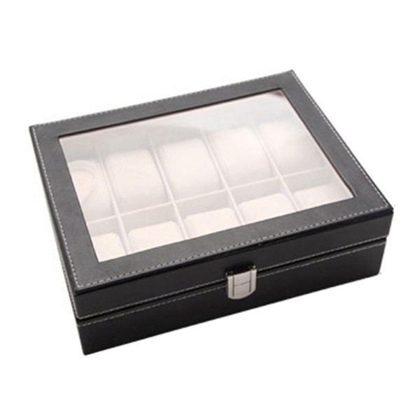 Home Desktop Uhr Pu Aufbewahrungsbox Schmuck Sammlung Speicherorganisator Herren Business 10-Sitzer Uhrenbox Halter Verpackung SH19207U