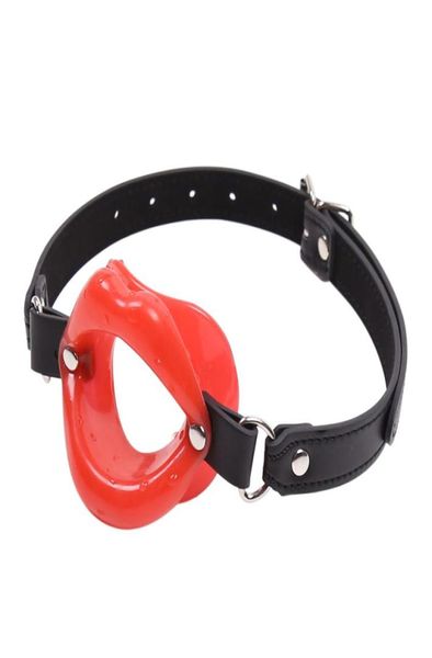 Bondage Bocca Gag Imbracatura per la testa in pelle BDSM Gear Ball Gag Bocca forza aperta Gioco del sesso orale Trattenere i giocattoli del sesso Nero Rosso Rosa Colore5642025