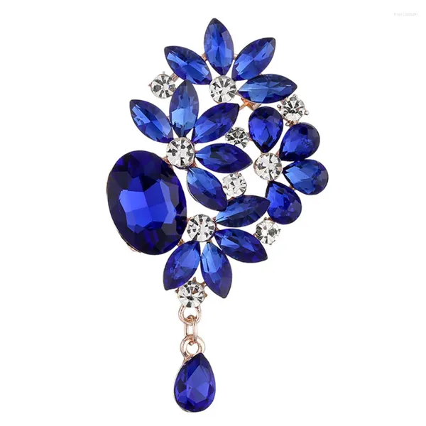 Broschen Exquisite Blaue Farben Kristall Tropfen Für Frau Hochzeit Bouquets Luxus Kragen Mantel Brosche Pins Kleidung Zubehör