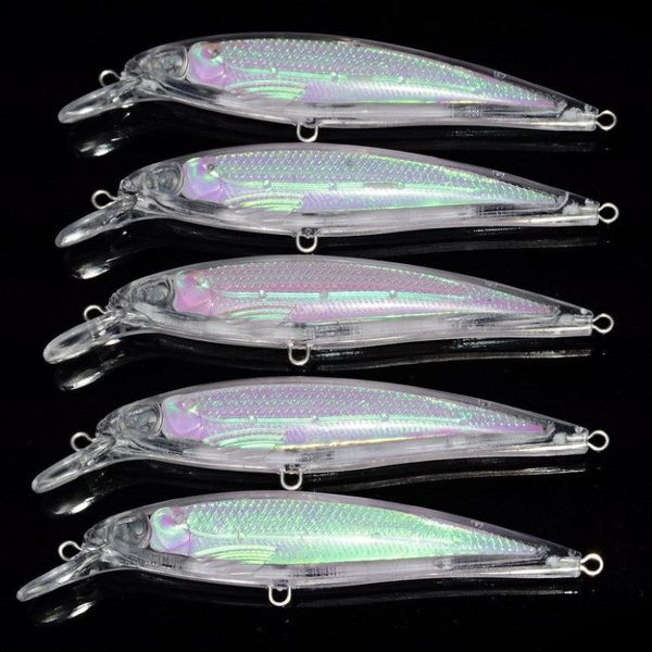 20 pçs em branco sem pintura isca de plástico sem pintura vib minnow lápis isca corpo falso isca biônica poleiro wobblers artificiais 201106188s