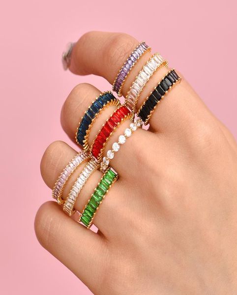 Gioielli Nuova moda Multi colore brillante CZ Pietra per le donne Eternità Fedi nuziali Anelli zircone Fascia di fidanzamento Gioielli Amore Regalo3275672