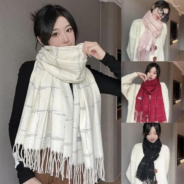 Schals Winter Plaid Schal Pashmina weich warm warm langer Fransen elegant verdickte Kaschmirschals Mädchen Mädchen