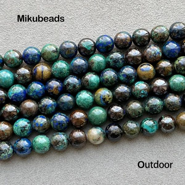 Pedras preciosas soltas atacado natural 6mm 8mm crisocolla lápis-lazúli contas redondas suaves 38cm para fazer joias fio diy
