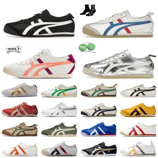 Designer og sapatos casuais onitsukass tigre méxico 66 treinador atlético homens mulheres esportes ao ar livre tênis de corrida branco preto prata luxo sapato plataforma mocassins