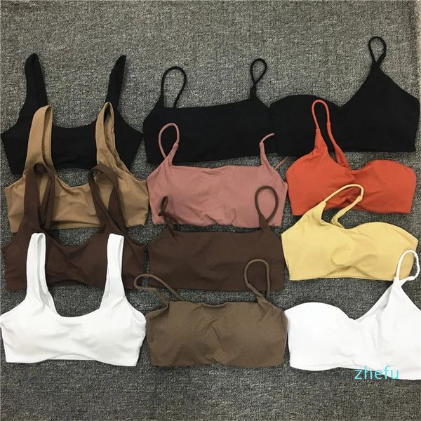 Fitness Bra Kardashian Aynı Stil Şok geçirmez Spor Kavisli Hem Yoga Giyim İnce Fit Top Run Kadınlar