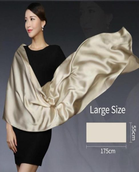 16mome lenço de seda natural feminino grandes xales envolve inverno cor sólida lenço de cetim branco pashmina foulard femme senhoras fashion454561857511