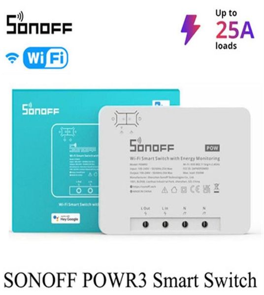 SONOFF POW R3 25A Medição de energia WiFi Smart Switch Proteção contra sobrecarga Faixa de economia de energia no controle eWeLink Voice PowR3 via Alex9165779