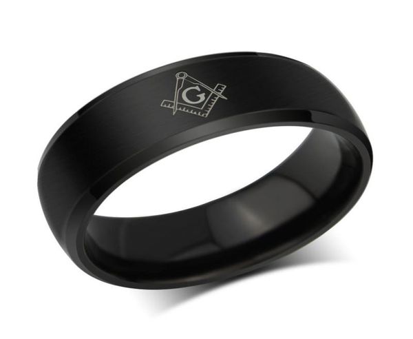 Letdiffery Cool Masonic Rings Stainless Steel Wedding Rings 8mm Men Women Carbon Fiber Rings DropShip Whole2352027