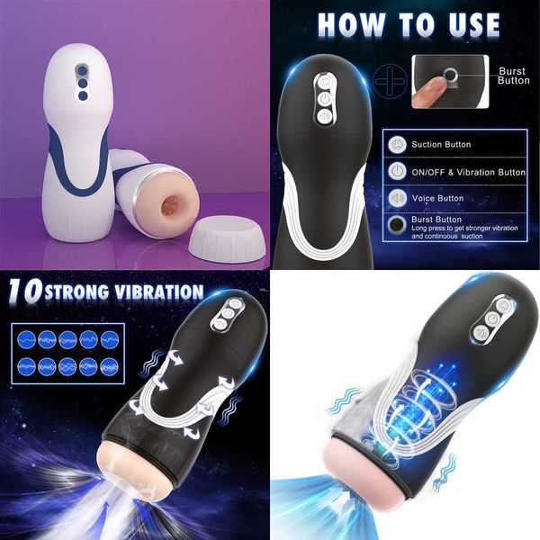 brinquedo sexual masculino Masturbadores Copo de Aeronave Vibração e Som Masturbação Masculina Equipamento de Exercício Peniano Elétrico Filme Derramado Produtos Sexuais Adultos