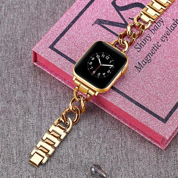 Cinturini per orologi Donna Cinturino in oro per Apple 8 7 44mm 41 45mm Bracciale in metallo in acciaio inossidabile IWatch 6 SE Cinturini per ragazza Lady