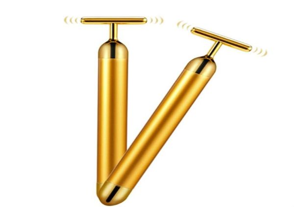 Технологии из Японии 24K Beauty Bar Golden Derma Roller Energy Массажер для лица Уход за красотой Вибрационный массаж лица Электрический1821940