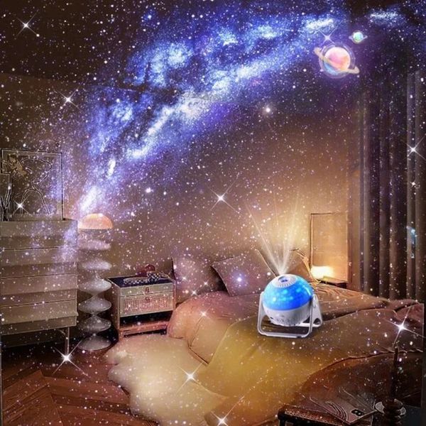 25 inç 1 LED Star Planetarium Galaxy Projector 360 ° Döndürme Gece Işık Lambası Yatak Odası Odası Dekoraion Çocuk Hediyeleri 240129