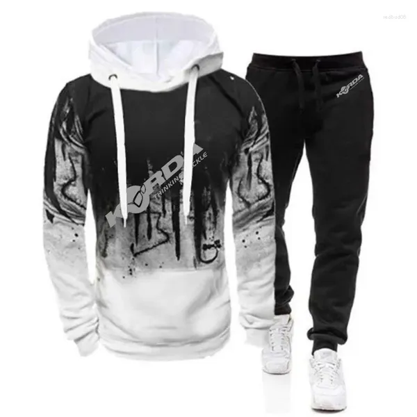 Tracksuits Masculinos Korda Inspirado Tributo 2024 Gradiente Cor Define Casual Hoodies Calça Confortável Esporte Lazer Duas Peças Terno