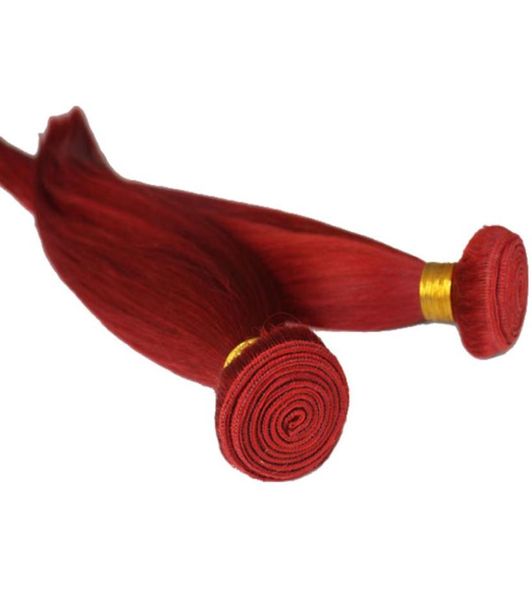 Qualidade 100 cabelo remy humano 12 28 cor vermelha trama de cabelo onda reta extensões de cabelo 4359922