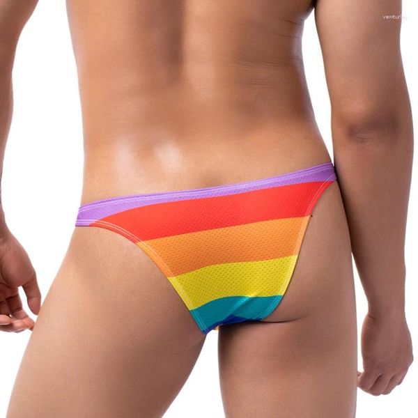 Unterhosen Männer Drucken Atmungsaktive Slips Unterwäsche Männer Sexy Bikini Kurze Ropa Interior Hombre Jockstrap Mesh Dessous Erotische