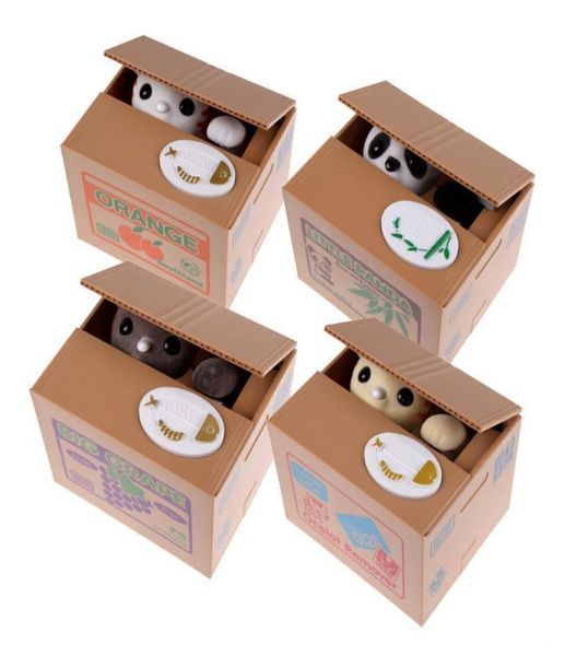 Katzenbank Panda Dieb Spielzeugbanken Geschenkboxen für Kinder Automatische Stola-Münzen-Sparschwein-Geldsparbox Q1906069303704