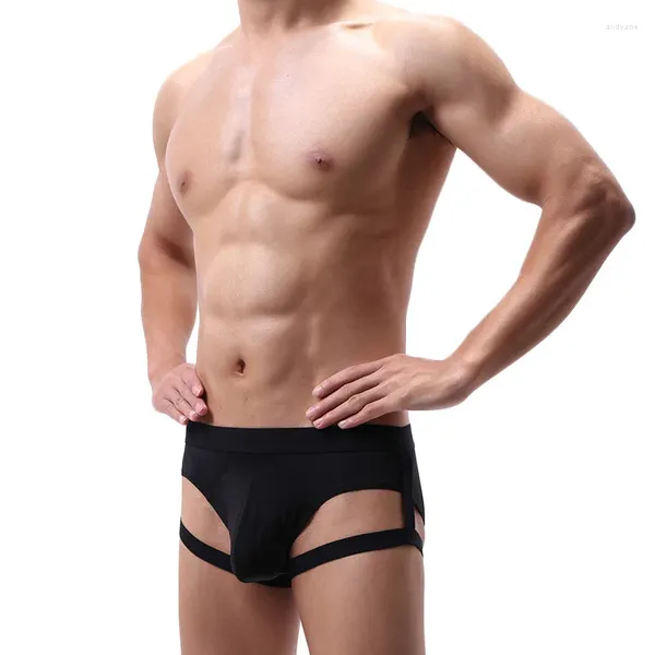 Cuecas sexy homens cuecas de seda gelo cueca gay bulge pênis bolsa calcinha perna anel cintas arnês cinto erótico masculino lingerie