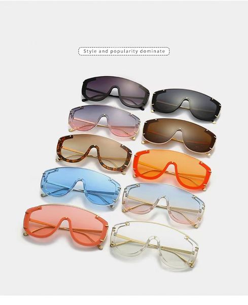 Neue trendige Sonnenbrille mit großem Rahmen, einteilige Teile, Straßenfotos, ultraweite Brille, personalisierte, moderne und trendige, im Internet berühmte Sonnenbrillen