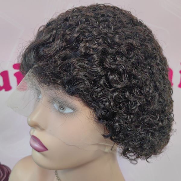 Volle Spitzeperücke, 100 % Nagelhaut, Aligend, burmesisches reines Haar, kurzer Bob, transparente Spitze, Echthaar-Perücke, 20,3 cm, Perücke für schwarze Frauen
