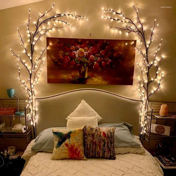 Saiten Weihnachtsdekorationen 2024 Künstliche Pflanzen Rebe Baum Weide Rattan Lichter 144 LED Wand Schlafzimmer Wohnzimmer Weihnachten Home Decor