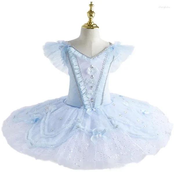 Stage Wear 2024 Blue Swan Lake Ballet Tutu Gonna Professionale Costume di danza del ventre Velluto Top Ragazze Ballerina Dress Bambini Adulto