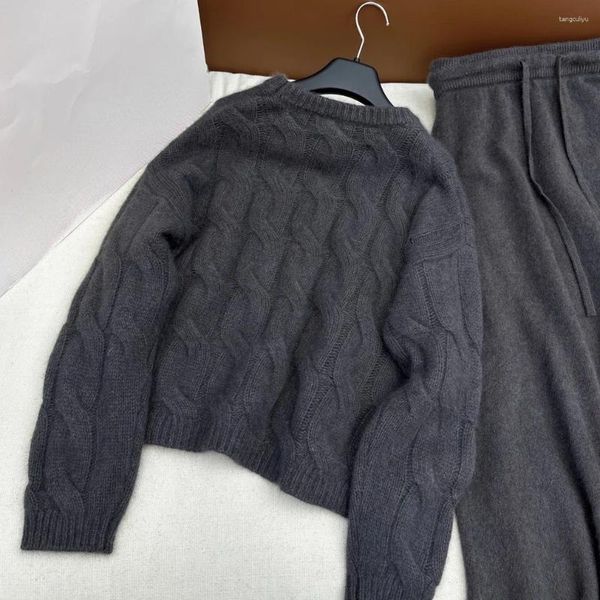 Set di abiti da lavoro per donna 2 pezzi MAX abito lavorato a maglia set a due pezzi maglione pullover gonna ombrello a vita alta 2024 abito invernale