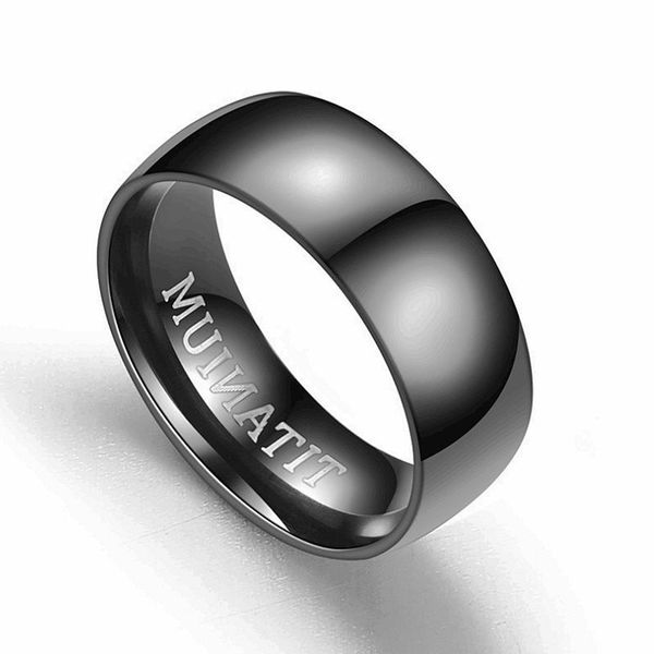 Черное мужское кольцо из титановой стали в стиле хип-хоп, кольцо из нержавеющей стали с матовой поверхностью для мужчин с кольцами с выгравированными буквами, высокое качество, оптовая продажа
