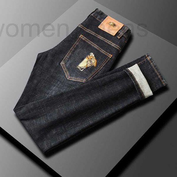 Jeans da uomo firmati Pantaloni jeans larghi da uomo business casual lunghi bottoni placcati in oro pantaloni sportivi da uomo jeans larghi per uomo 52AU