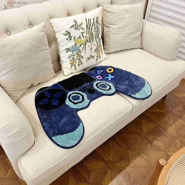 Tapete gamer controlador em forma de tapete tufado pelúcia conforto antiderrapante decoração da sala de jogos durável fácil cuidado cores vibrantes crianças adolescentes quarto t240219