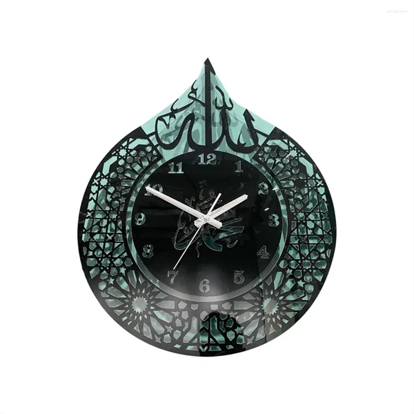 Relógios de parede Acrílico Relógio Decoração Espelho Pêndulo Arte Muçulmana Caligrafia Islâmica Quartzo Quarto Sala de Estar-B