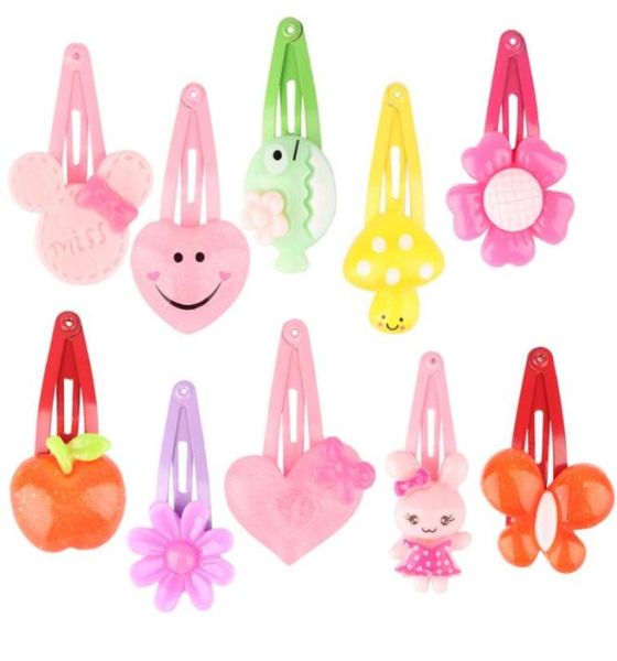 10PcLot Invia casuale multicolore stili carini fiore forcine per cartoni animati adorabili ragazze per bambini clip barrette accessori per fasce per capelli C1901047845423