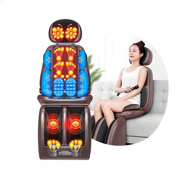 Sedia elettrica per massaggio completo del corpo Collo posteriore Cuscino per la vita Riscaldamento Vibrazione Massaggiante Pad Sedile Divano Rilassamento per 110220V 240305