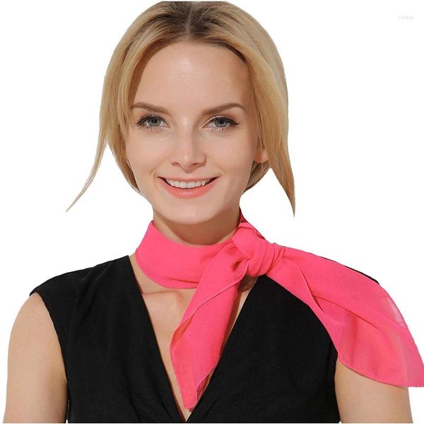 Lenços luxo 2024 lenço de seda quadrado para mulheres hijab faixas de cabelo neckerchief feminino chiffon xale fita bandana moda envolve bandana